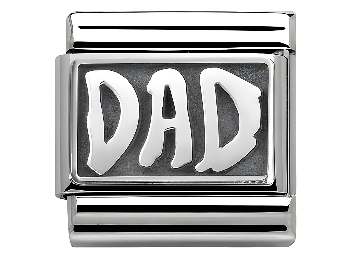 Classic Edelstahlarmband mit Silberdetails und dem eingravierten Wort DAD, Hersteller Nomination, Modellnummer 330102, ideal für Väter und als Geschenk.