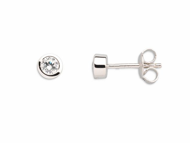 Xenox Sterling Silber Ohrringe XS7122 ZARGE SILBER mit strahlendem Swarovski Kristall in der Mitte, elegantes Design für jeden Anlass, Ohrschmuck für stilbewusste Trägerinnen.