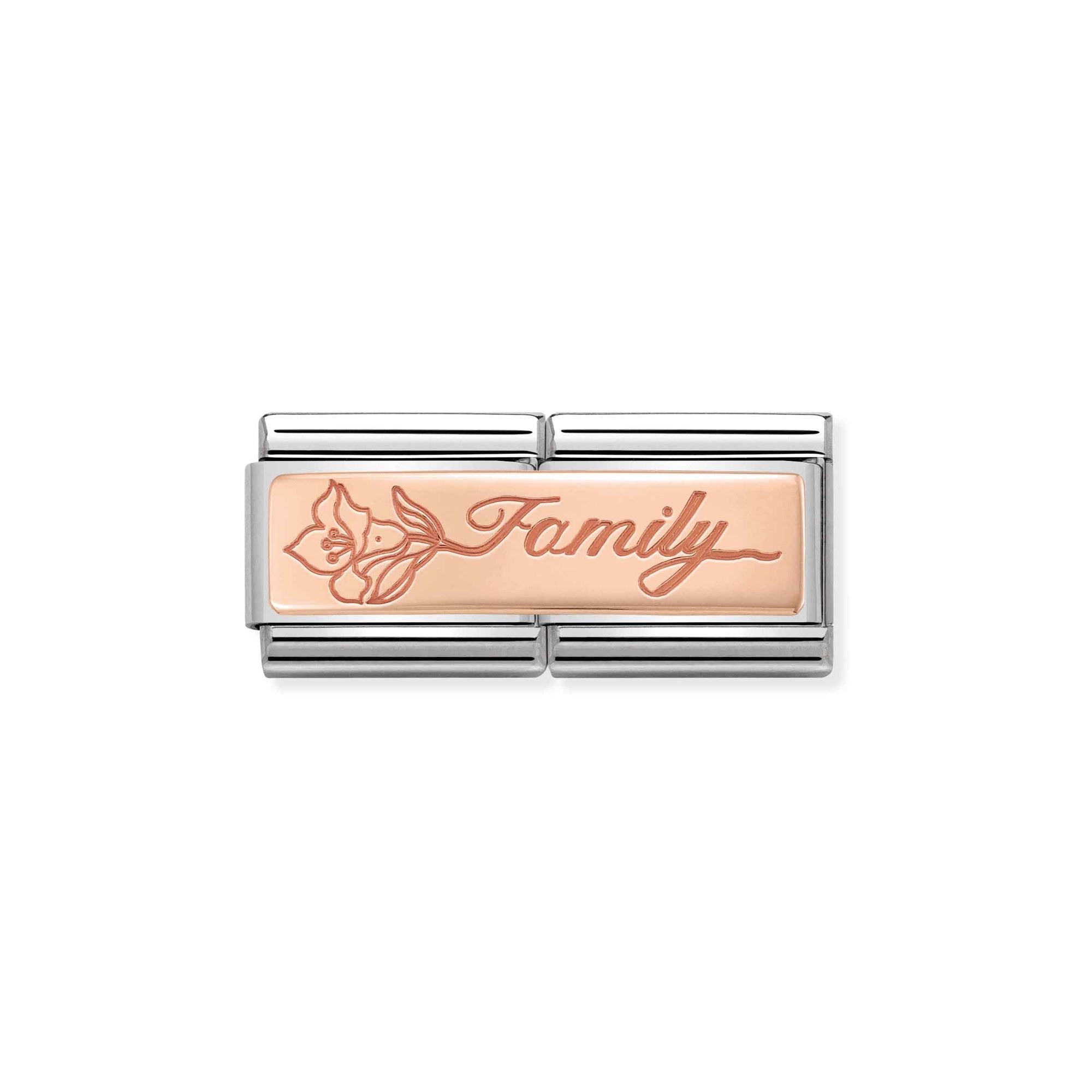 Nomination Composable Classic Charm Double Family mit Blume - Edelstahl, Roségold