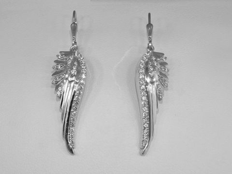 Engel Flügel Ohrringe aus 925 Sterling Silber, rhodiniert und funkelnd mit Zirkonia, Hersteller Juwelier Harnisch, elegant und feminin, perfekt für besondere Anlässe.