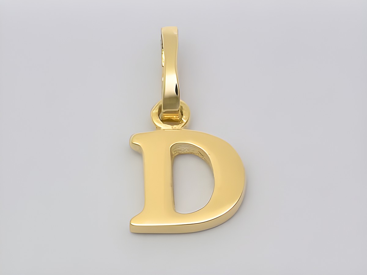 Gold Buchstaben Anhänger Buchstabe D aus 585 Gold, elegantes Design, Hersteller Juwelier Harnisch, ideal als persönliches Geschenk oder für individuellen Schmuck.