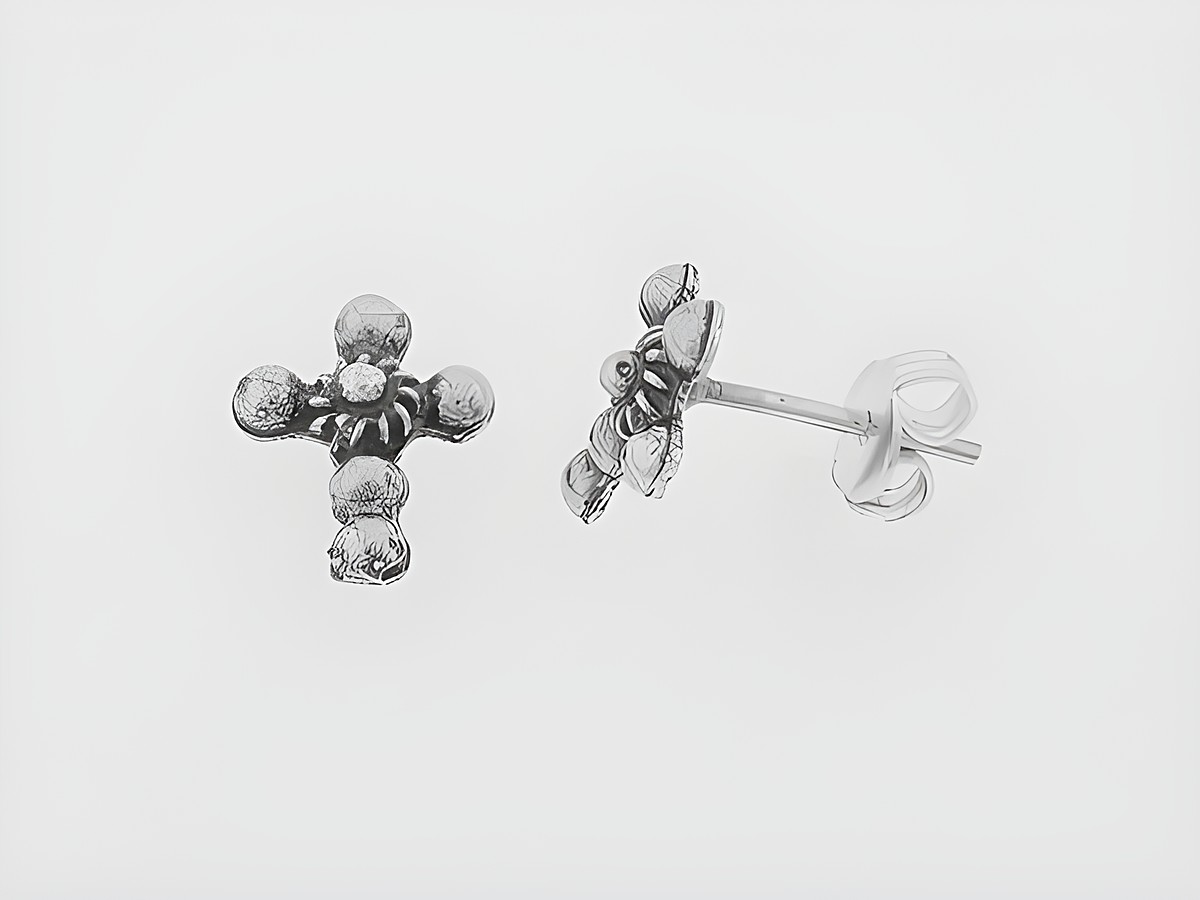 Kreuz 925 Sterling Silber Ohrringe klassisch Stecker, Hersteller Juwelier Harnisch, Ohrstecker ohne Stein, zeitloses Design, ideal für den Alltag oder besondere Anlässe.