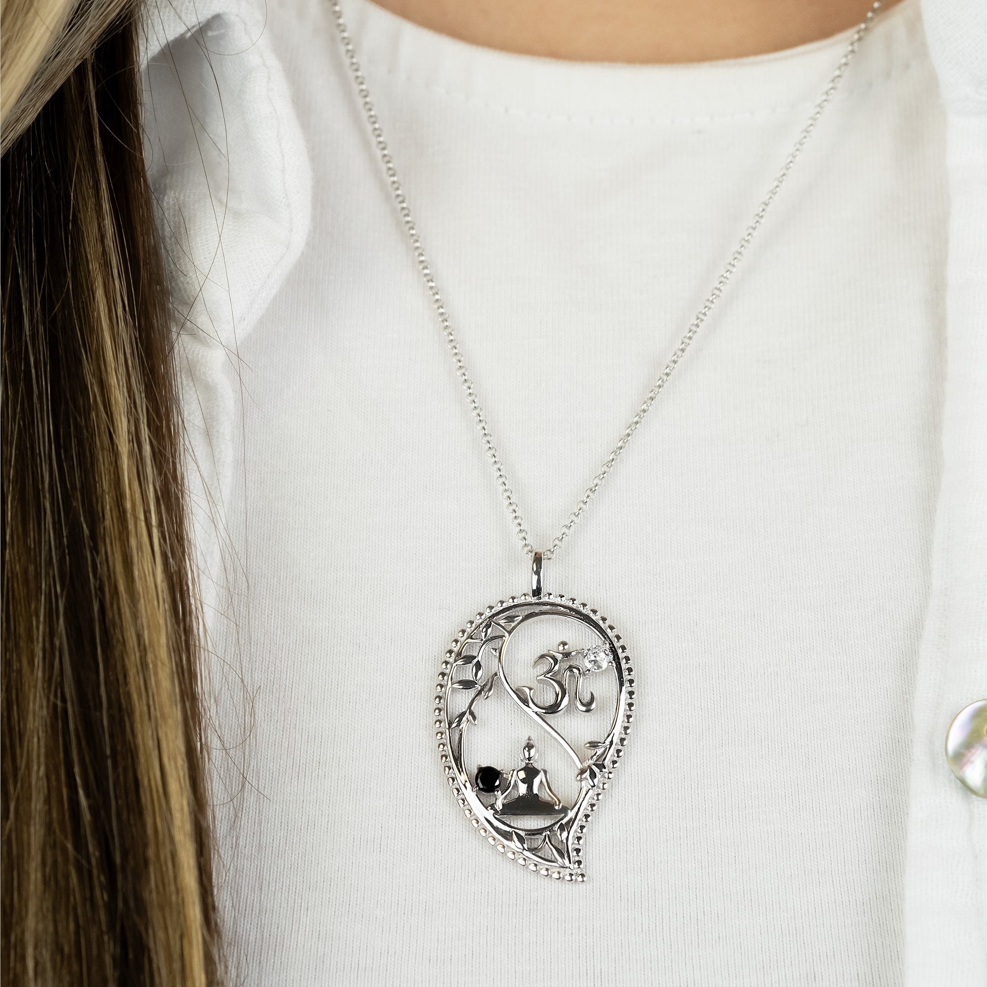 Engelsrufer Anhänger XL Tropfen Silber mit Zirkonia Yin Yang Symbol - 3,3 cm – Ansicht 4