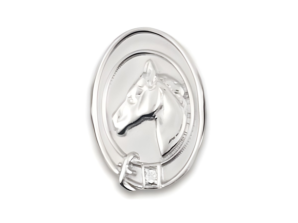 Nomination Royal Classic Pferd Zirkonia 140952 03 in Silber, zeigt einen stilisierten Pferdekopf in ovaler Form, passend für elegante Schmuckstücke.
