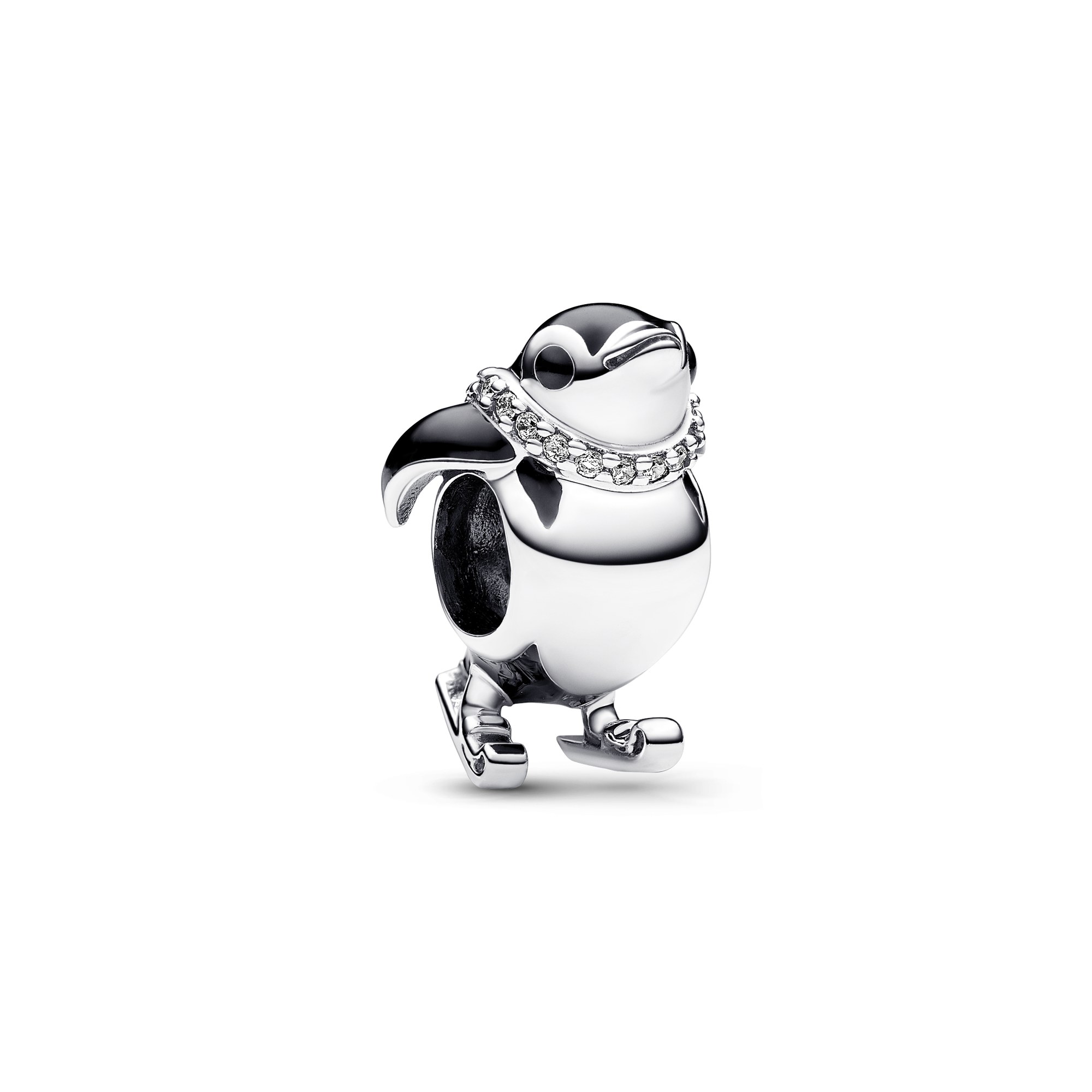 Pandora Ski-Pinguin Charm - Sterling Silber - Zirkonia Schwarz