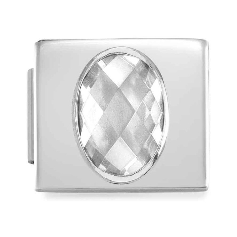 Nomination Classic GLAM Link Zirkonia FACETED Edelstahl - WEISS Zirkonia