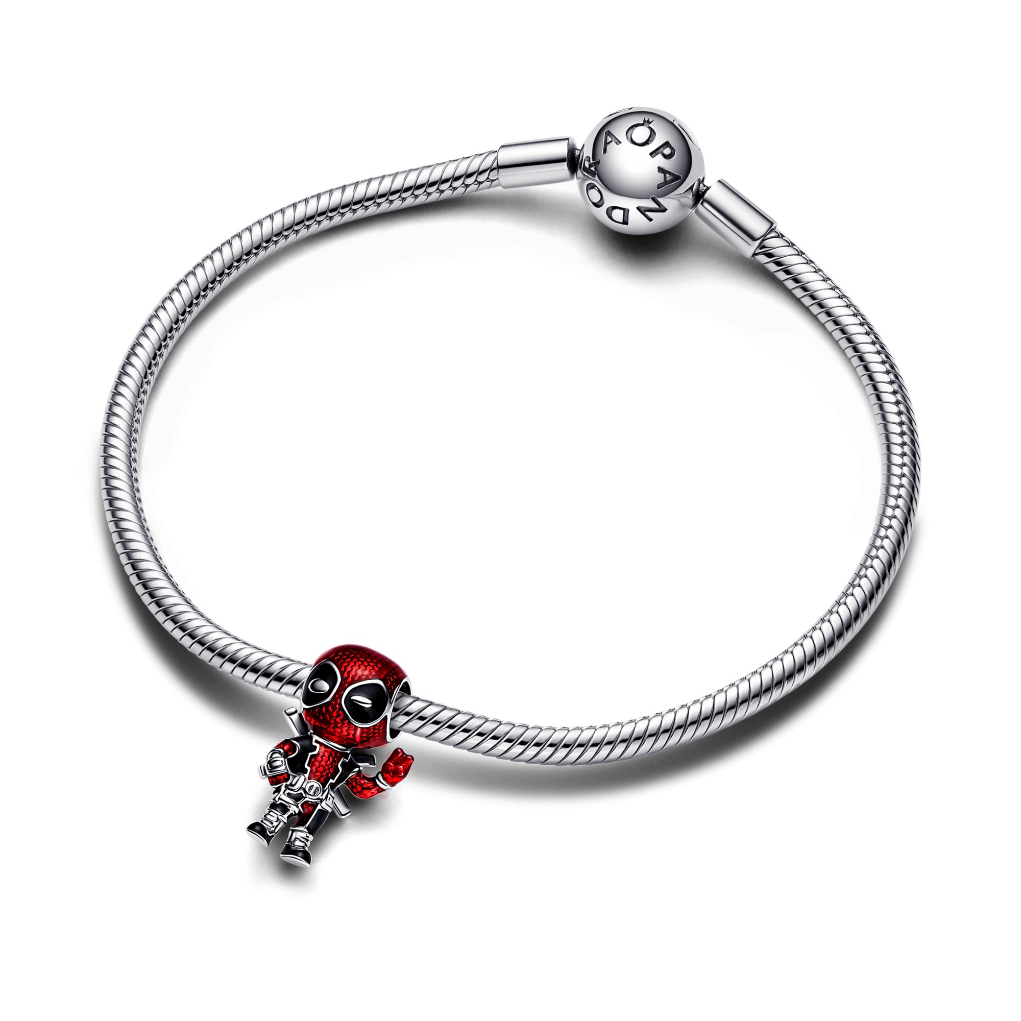 Pandora Marvel Deadpool Charm - Sterling Silber - Emaille Rot – Ansicht 4