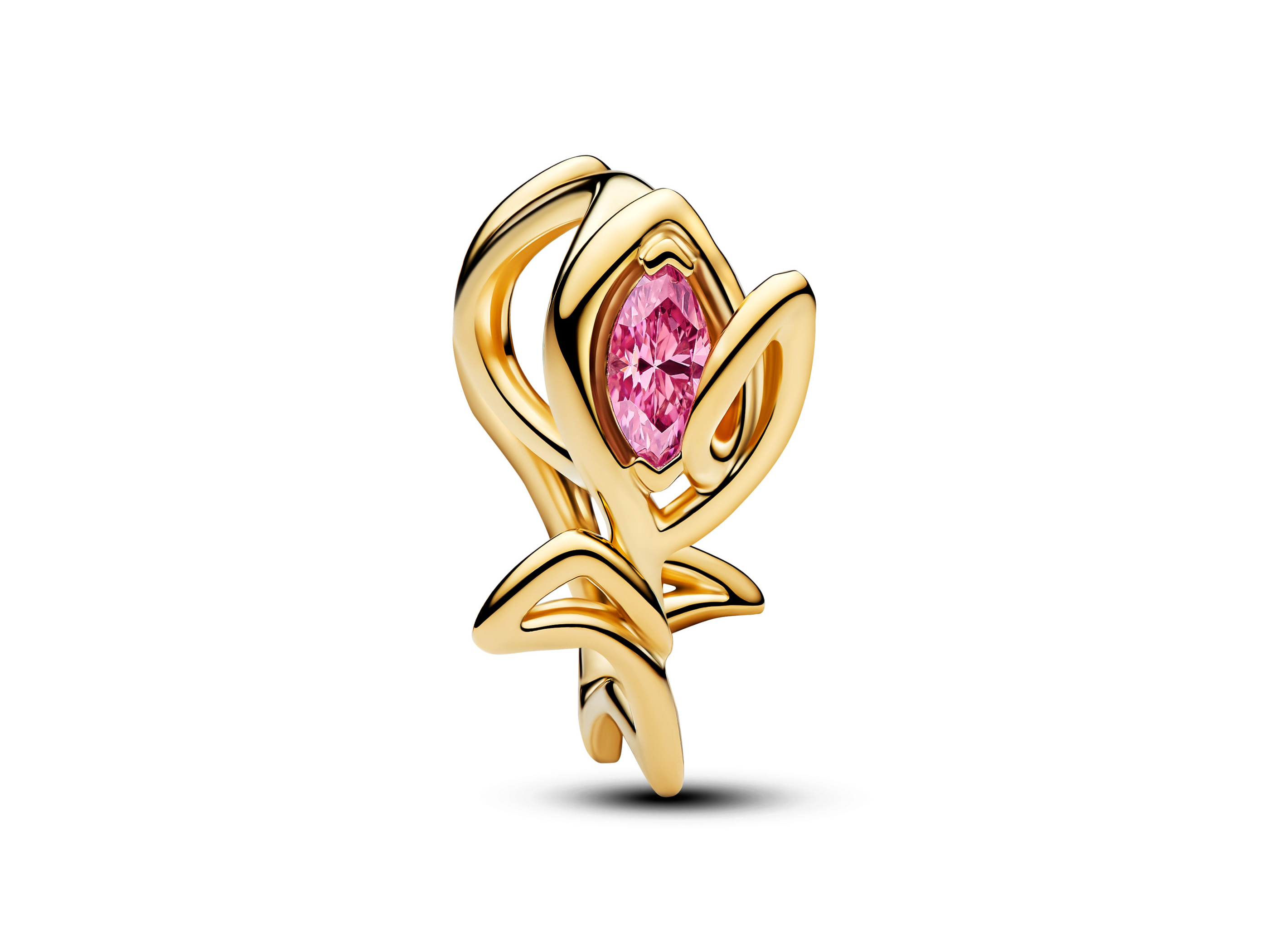 Pandora 764555C01 - Tulpe Charm - Gelbgold Vergoldung - Zirkonia Pink