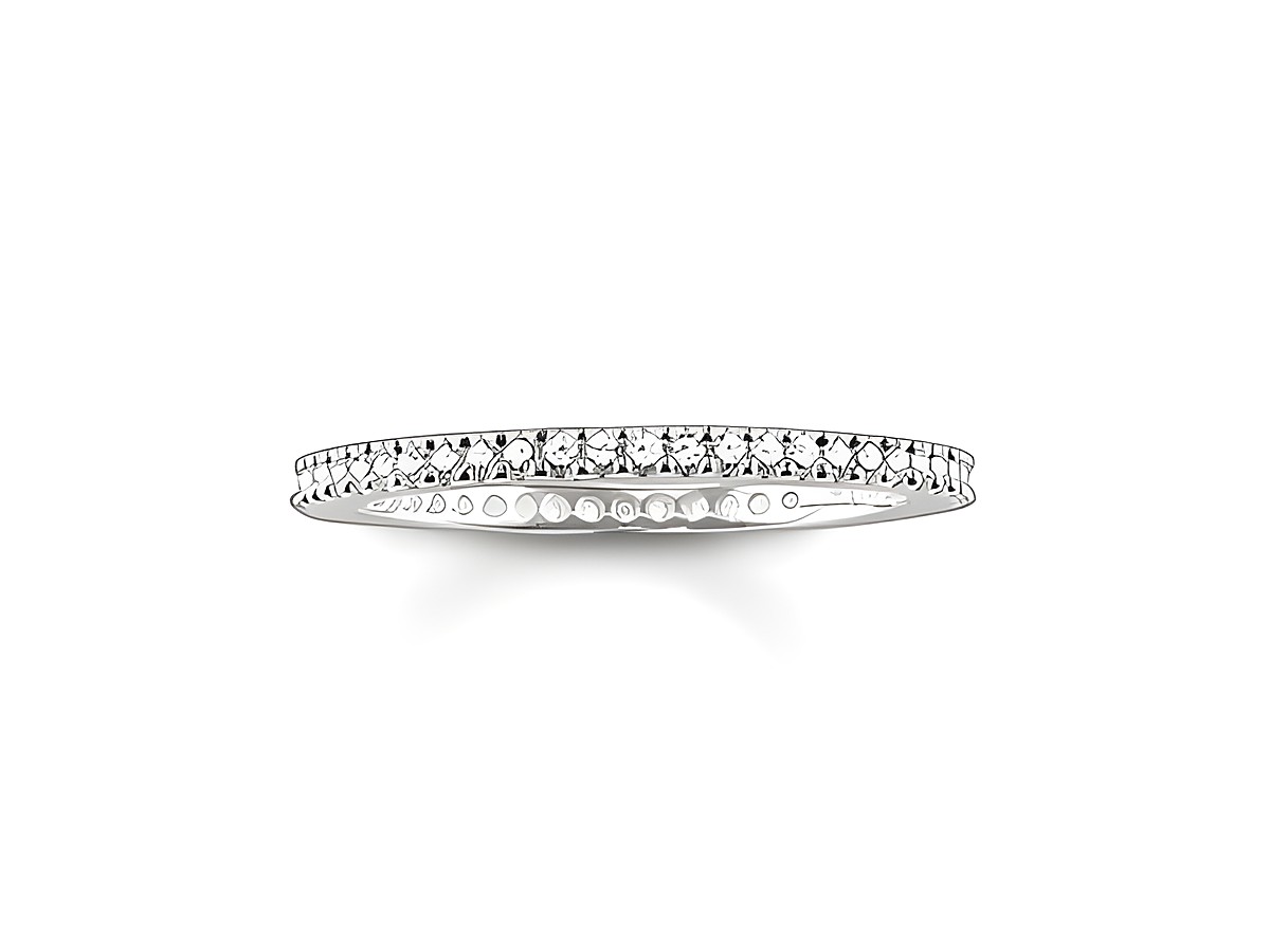 Thomas Sabo Ring TR1980-051-14-52 aus Silber mit Zirkonia in Größe 52, schmaler, eleganter Ring mit funkelnden Steinen auf der Oberseite, ideal für jedes Anlass.