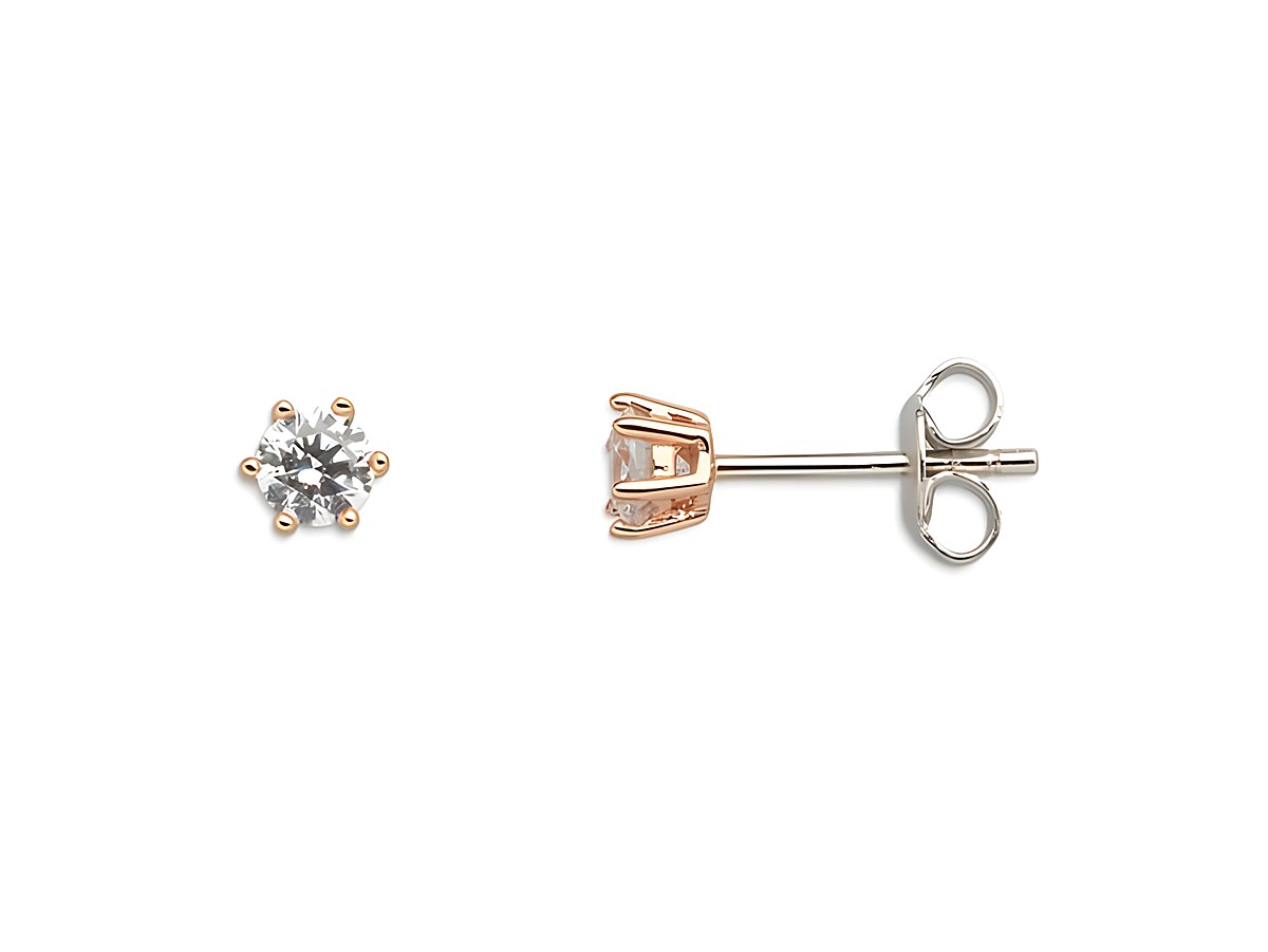Xenox Sterling Silber Ohrringe XS7262R in Roségold Vergoldung mit funkelndem Stein, eleganter Ohrschmuck für jeden Anlass. Hochwertige Verarbeitung und zeitloses Design.