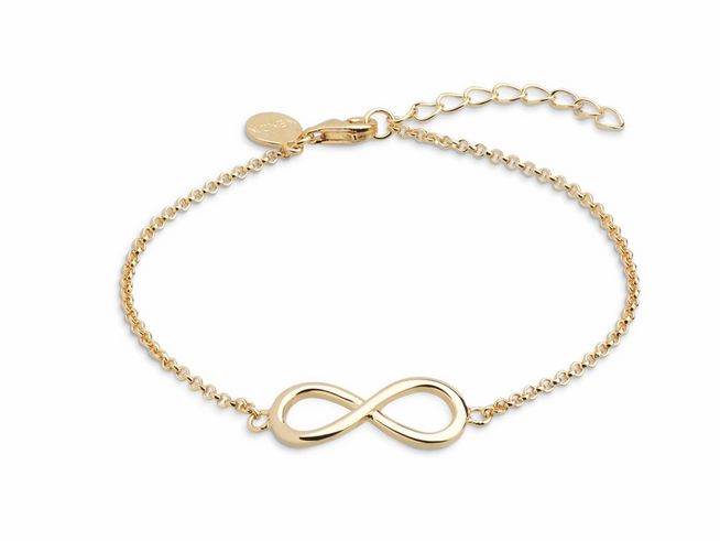 Ein elegantes Xenox Sterling Silber Armband XS2764G mit einer Gelbgold vergoldeten Ankerkette und einem Infinity-Symbol, ein zeitloses Schmuckstück mit einer Länge von 15-20 cm.