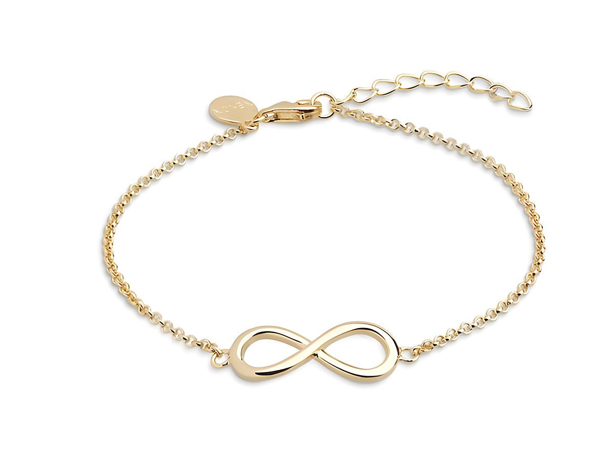 Ein elegantes Xenox Sterling Silber Armband XS2764G mit einer Gelbgold vergoldeten Ankerkette und einem Infinity-Symbol, ein zeitloses Schmuckstück mit einer Länge von 15-20 cm.