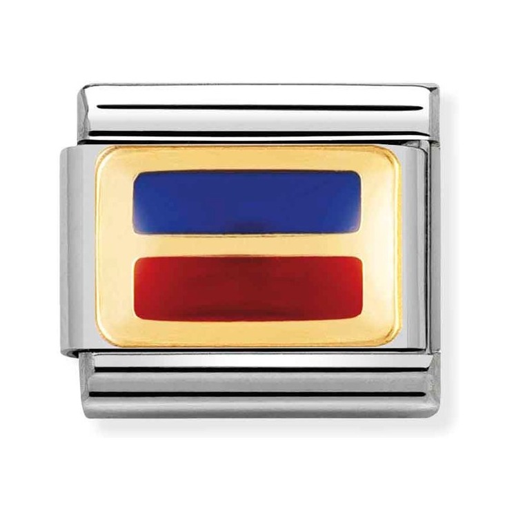 Nomination Composable Classic Charm Flaggenalphabet E - Edelstahl, Gold 750 Gelbgold, Emaille