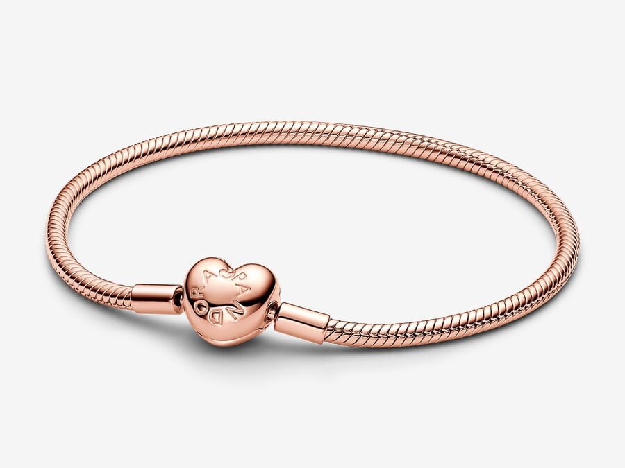 Pandora 583050C00-21 Armband aus roségoldvergoldetem Metall mit Herzverschluss in 21 cm Länge für stilvolle Akzente im Alltag. Ideal für Kombinationen mit Charms.