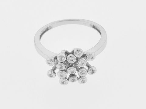 Ring Silber rhod. Gr. 52 original Zirkonia Doldenblüte von Juwelier Harnisch, elegant und funkelnd, ideal für festliche Anlässe und den täglichen Gebrauch.