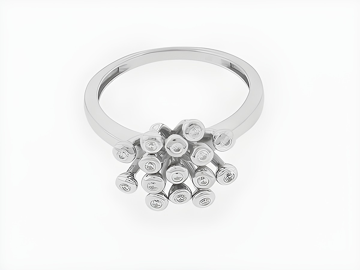 Ring Silber rhod. Gr. 52 original Zirkonia Doldenblüte von Juwelier Harnisch, elegant und funkelnd, ideal für festliche Anlässe und den täglichen Gebrauch.