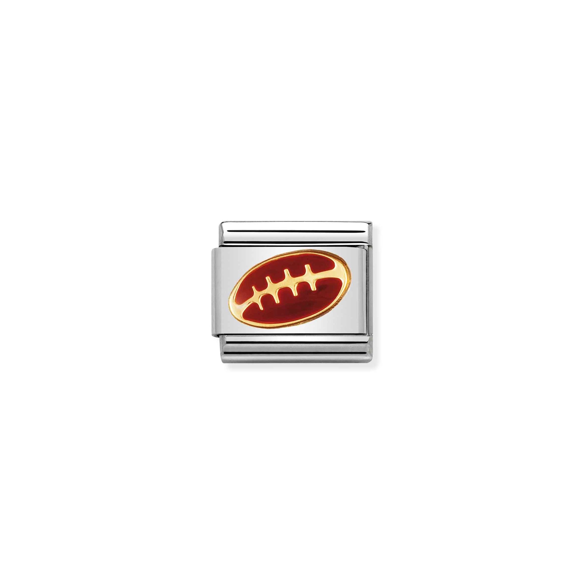 Nomination Composable Classic Charm American Football - Edelstahl, Gold 750 Gelbgold, Emaille