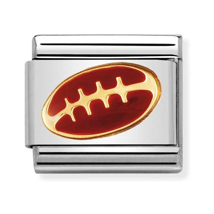 Nomination Composable Classic Charm American Football - Edelstahl, Gold 750 Gelbgold, Emaille