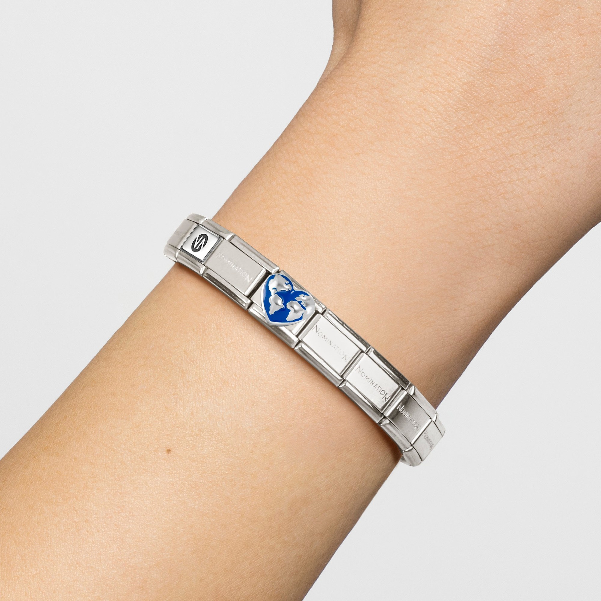 Nomination Composable Classic Charm Herz-Globus blau - Edelstahl, Silber 925, Emaille – Ansicht 3