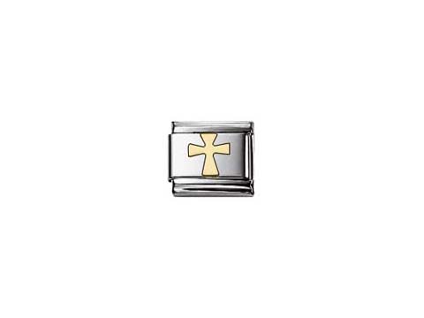Edelstahl Charm mit goldenem Kreuzmotiv von Nomination, Classic RELIGION, besonderer Ausdruck des Glaubens und der Spiritualität, ideal für Personalisiertes Schmuckstück.