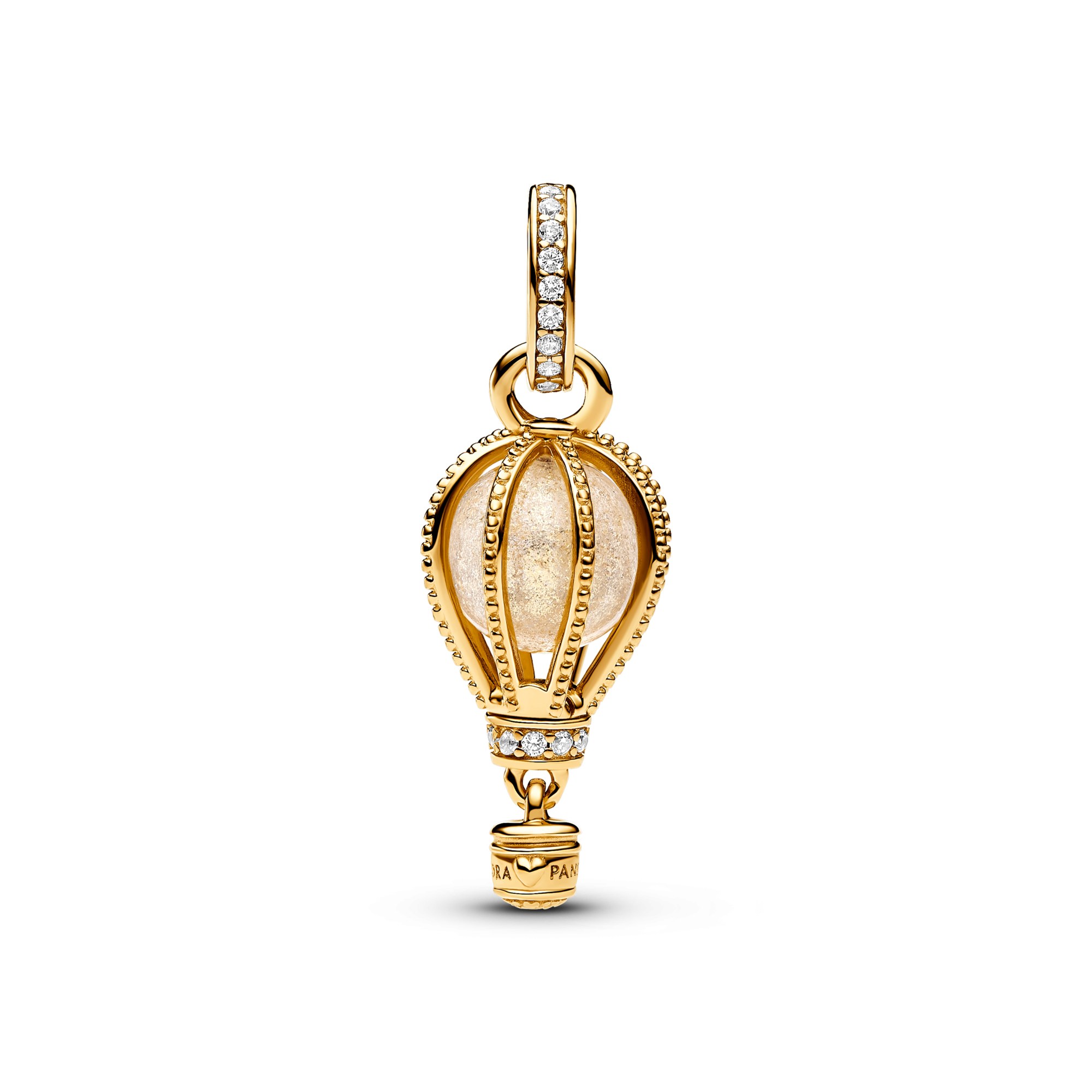 Pandora Funkelnder Klarer Heißluftballon Charm-Anhänger - Gelbgold verg. - Zirkonia klar – Ansicht 2