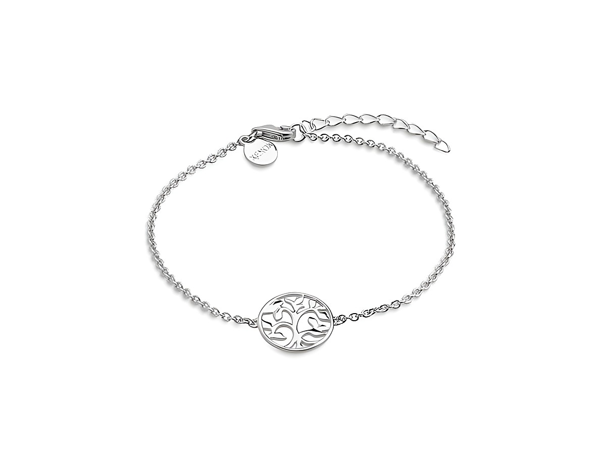 Xenox Sterling Silber Armband XS2897 in 15-20 cm mit Lebensbaum-Motiv und Ankerkette, elegantes Schmuckstück mit filigranem Design.