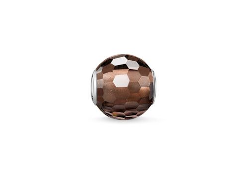 Rauchquarz Karma Bead von Thomas Sabo aus Sterling Silber, brauner, facettierter Rauchquarz, ideal für individuelle Schmuckkreationen.