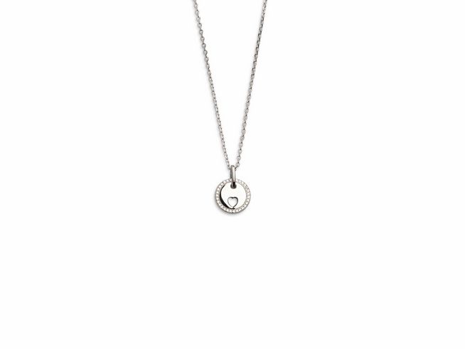 Xenox Sterling Silber Kette XS3538 in 40-45 cm mit Ankerkette und Herzanhänger, elegant und schlicht mit funkelnden Details für besondere Anlässe und tägliches Tragen.