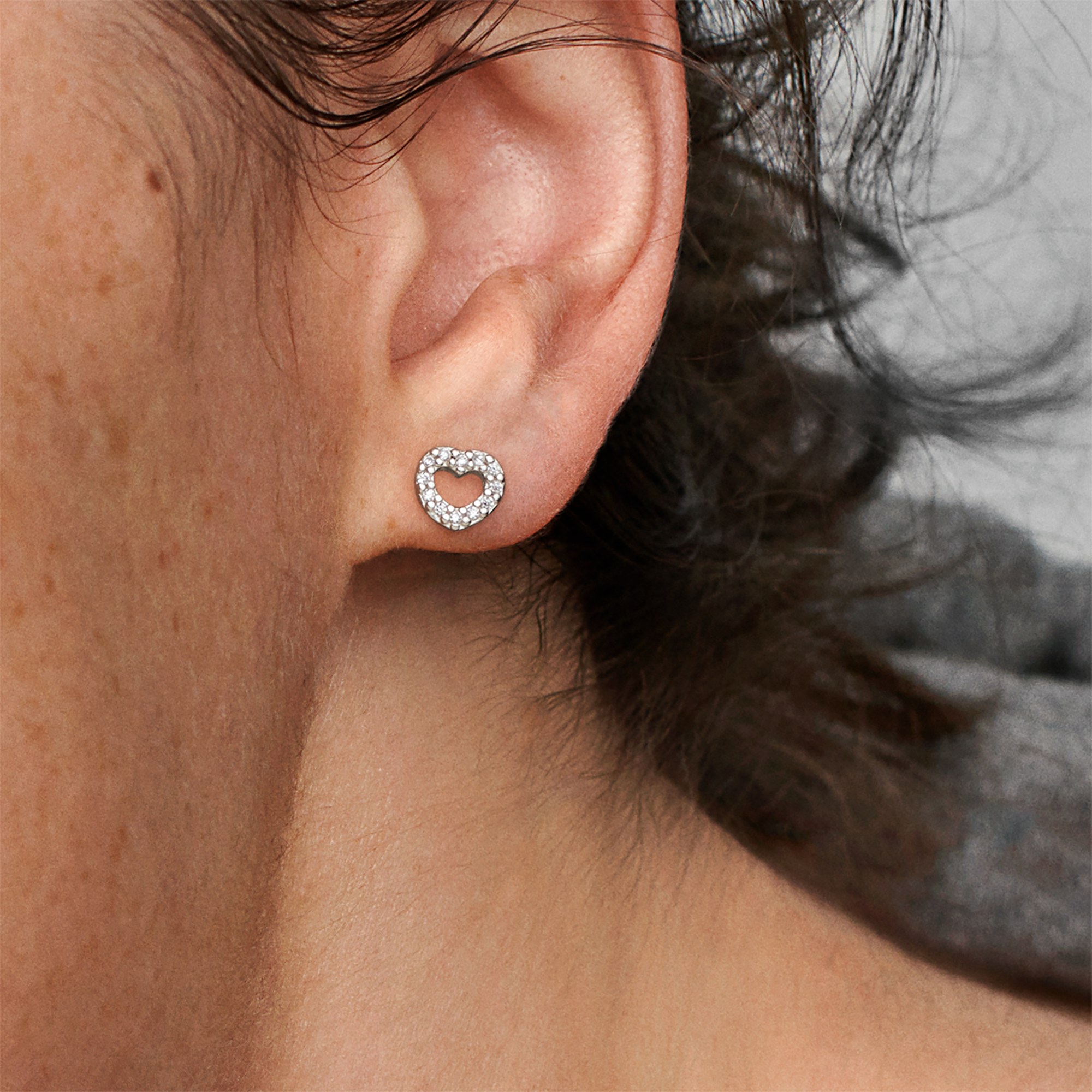 PANDORA Ohrstecker - HERZ - mit Zirkonia - Silber – Ansicht 3