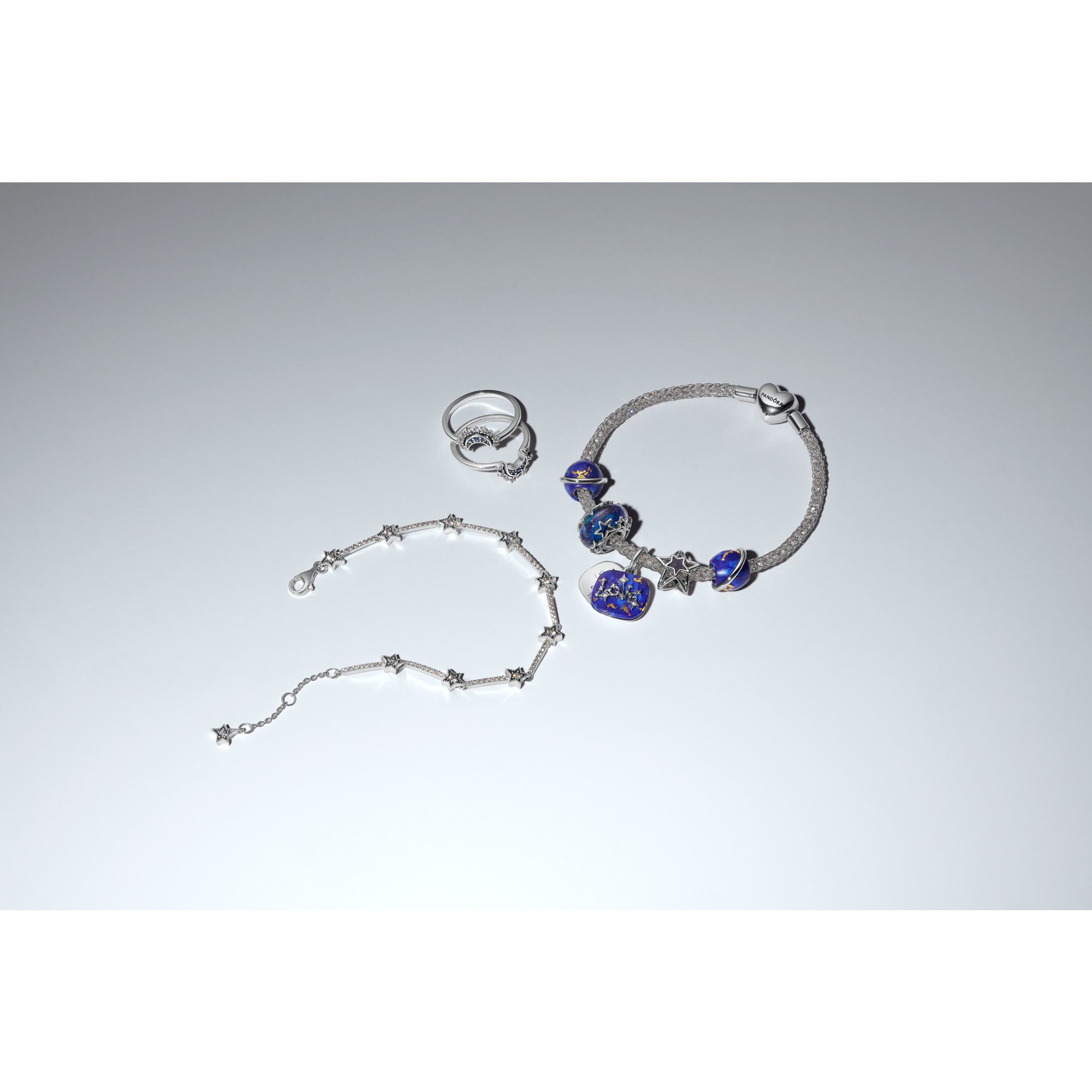 Pandora Charm - Galaxie Blau & Stern Murano Anhänger - Sterling Silber - Kristall - Blau – Ansicht 4