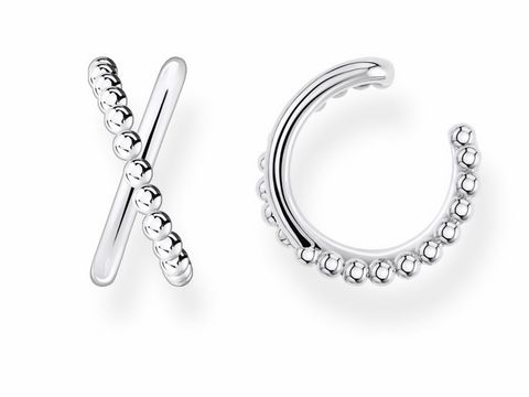Ohrklemme von Thomas Sabo Charming Collection in Silber mit X- und Herzdesign, geeignet als Earcuff, elegantes Schmuckstück zur Verschönerung jedes Looks.