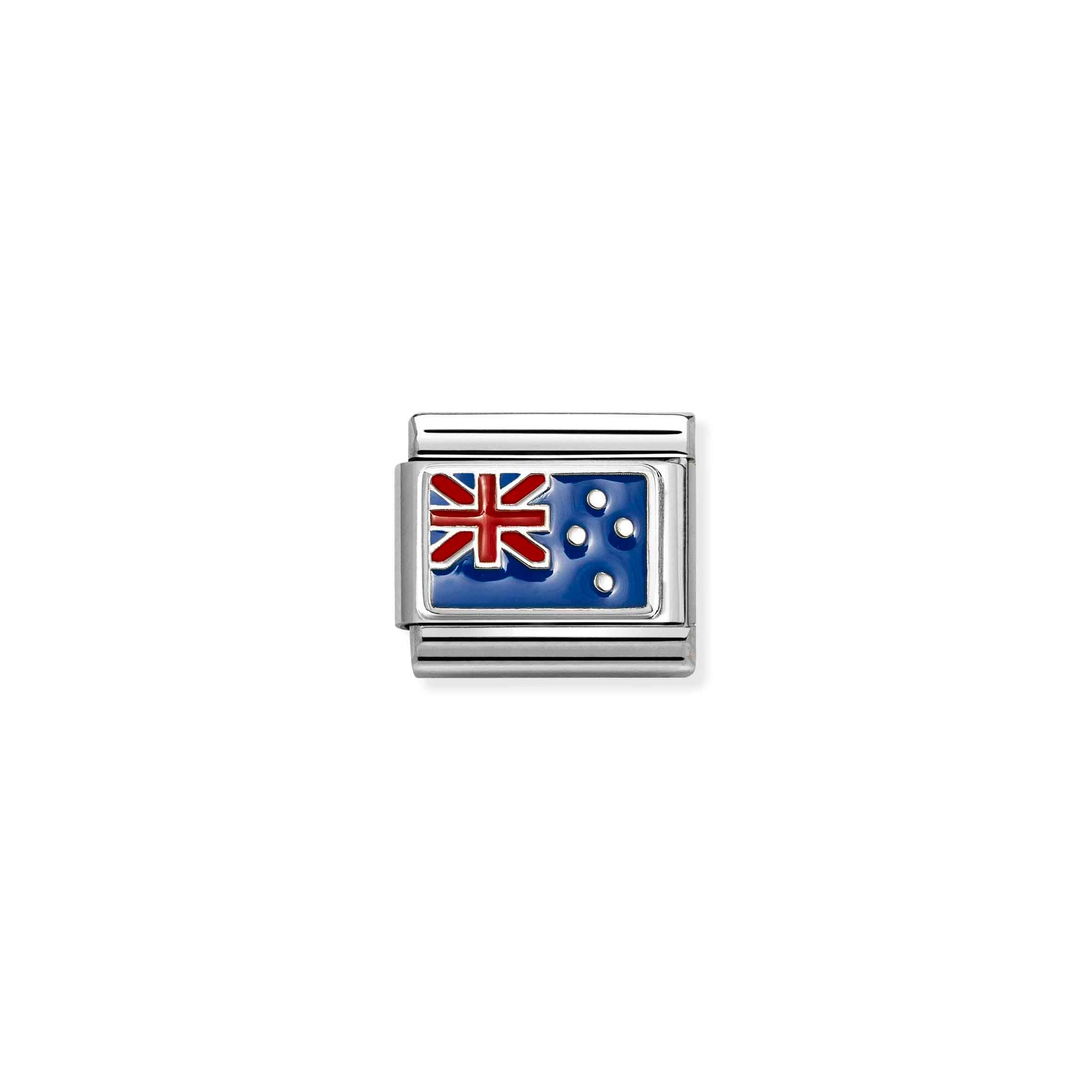 Nomination Composable Classic Charm Flagge Neuseeland - Edelstahl, Sterling Silber, Emaille