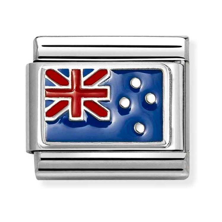 Nomination Composable Classic Charm Flagge Neuseeland - Edelstahl, Sterling Silber, Emaille