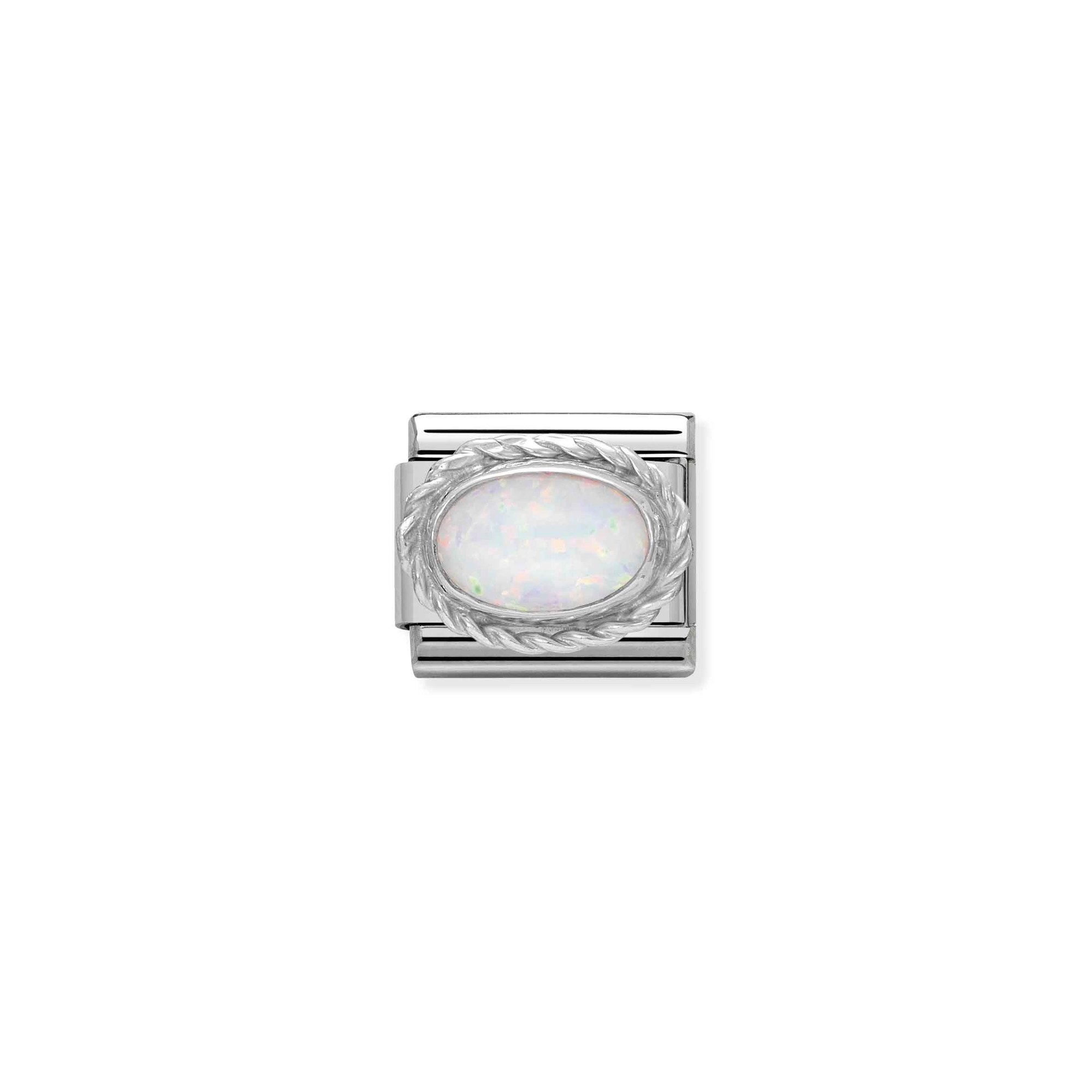 Nomination Composable Classic Charm Kordel Opal weiß - Edelstahl, Sterling Silber