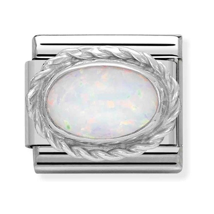 Nomination Composable Classic Charm Kordel Opal weiß - Edelstahl, Sterling Silber