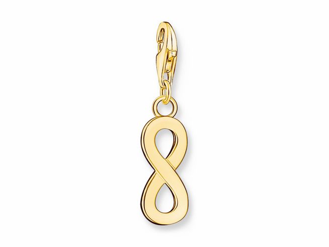 56972552-0 Charm-Anhänger in Form eines Unendlichkeitssymbols aus vergoldetem Silber mit einem praktischen Verschluss von Thomas Sabo, ideal für persönliche Schmuckdesigns.