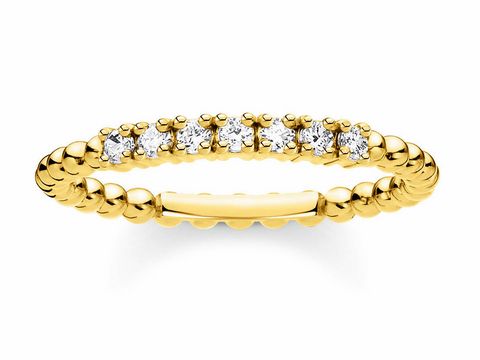 Thomas Sabo Ring TR2323-414-14-56 in Größe 56 aus Silber und Gelbgold, verziert mit klaren Zirkonia, elegant und funkelnd, perfekt für jeden Anlass.