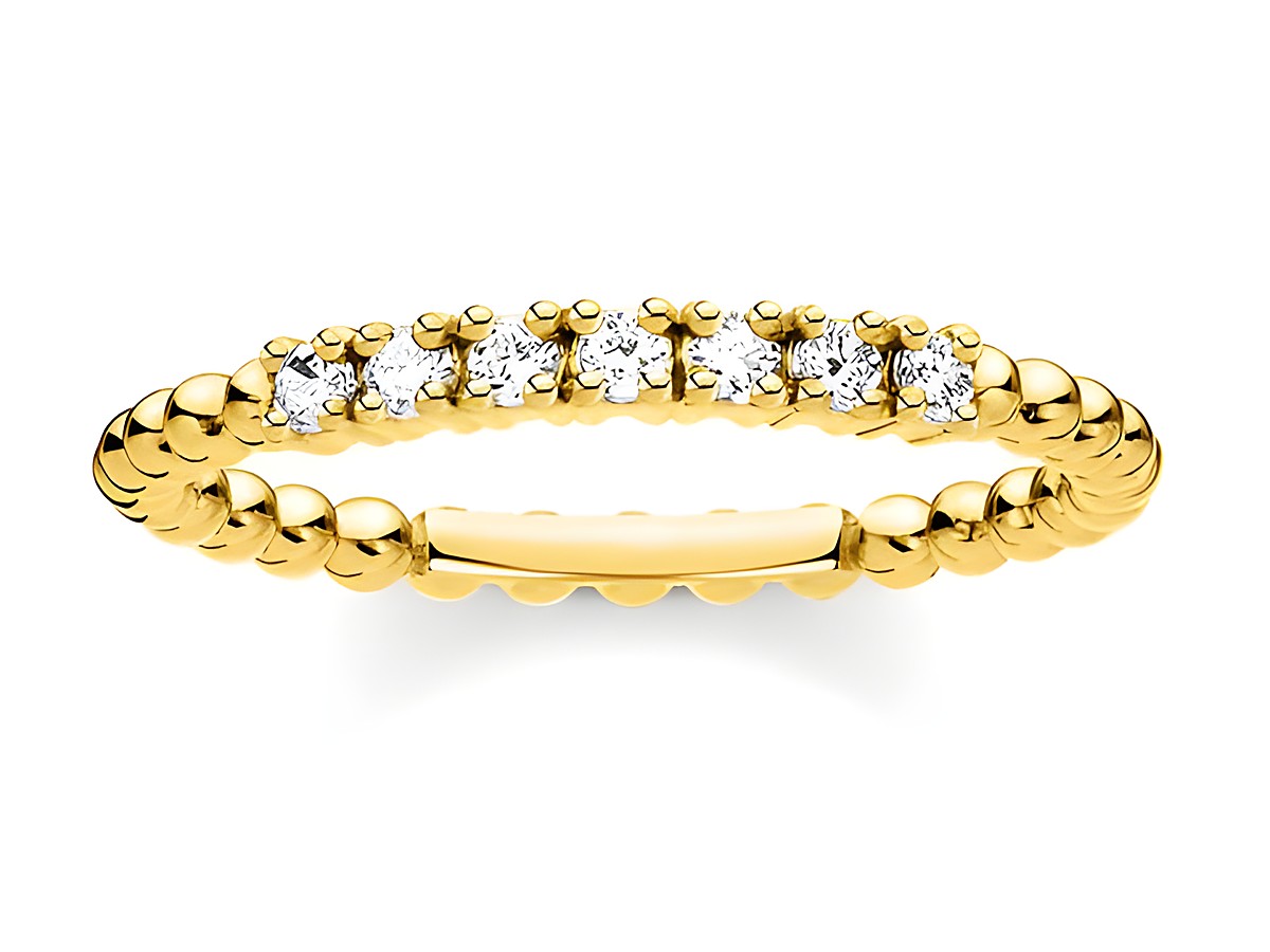 Thomas Sabo Ring TR2323-414-14-56 in Größe 56 aus Silber und Gelbgold, verziert mit klaren Zirkonia, elegant und funkelnd, perfekt für jeden Anlass.
