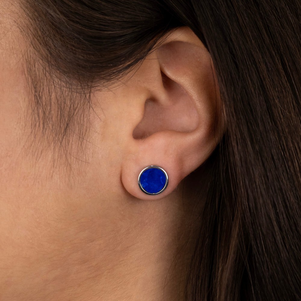 Engelsrufer BASIC Ohrstecker Powerful Stone - Kraftstein - Lapislazuli - Silber rhodiniert & auf Kleber Blau 10 mm – Ansicht 3