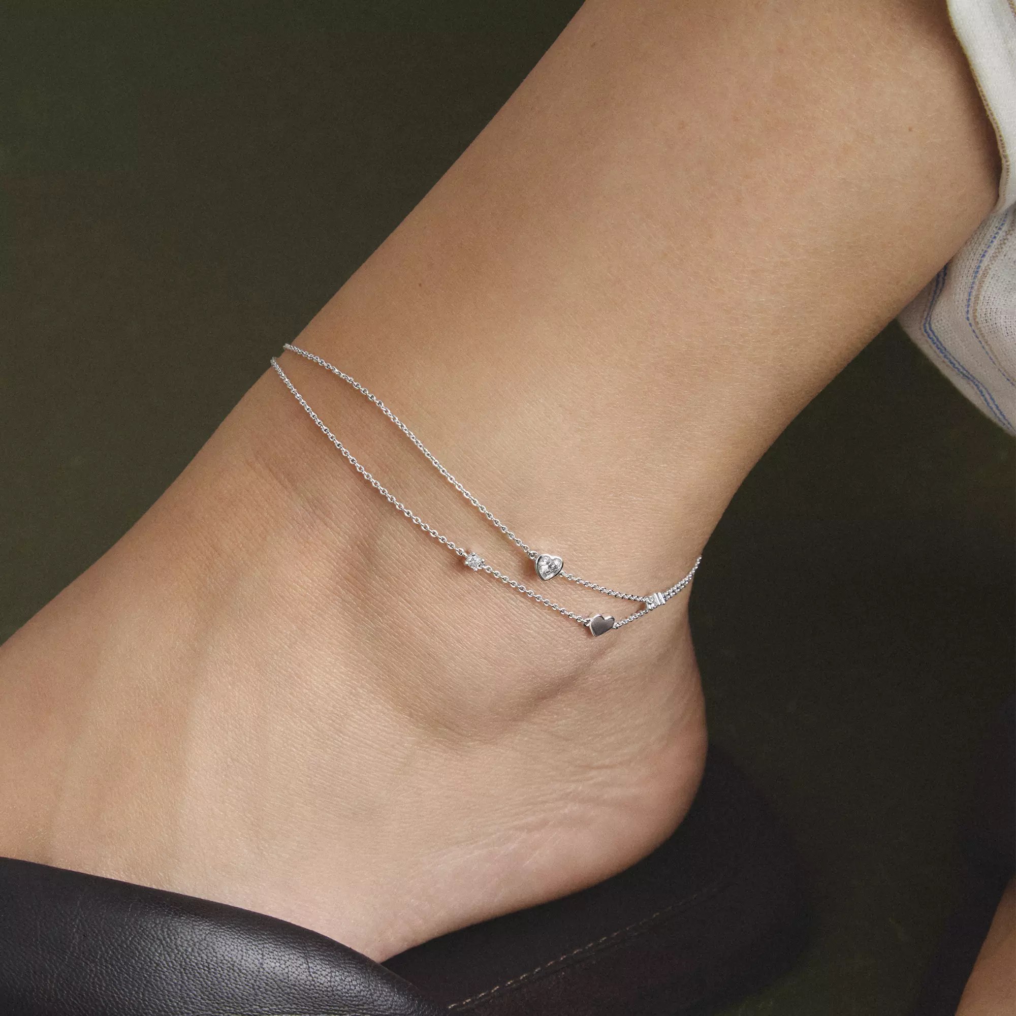 Thomas Sabo Fußkettchen Herzen mit weißem Zirkonia – 27 cm – Ansicht 3