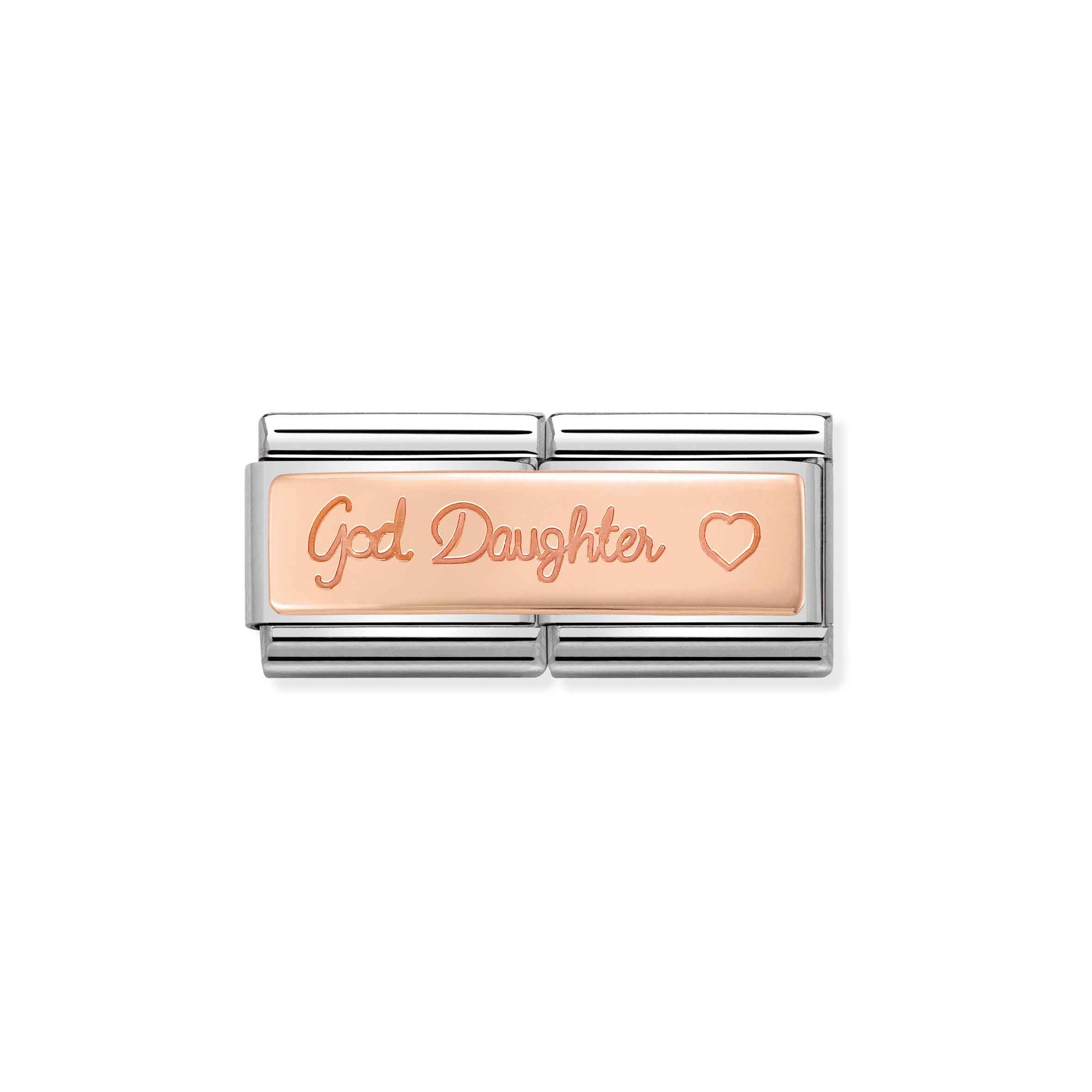 Nomination Composable Classic Charm Double Patentochter Herz - Edelstahl, Gold 375 Roségold