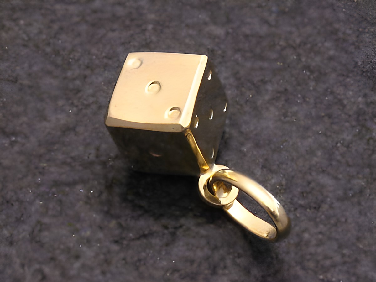 Gold Anhänger - Gold 333 - 16x13 mm Würfel Spiel Glück, Hersteller: Juwelier Harnisch, aus hochwertigem Gold gefertigt, mit sechs Punkten auf dem Würfel, ideal als Glücksbringer oder Schmuckstück.