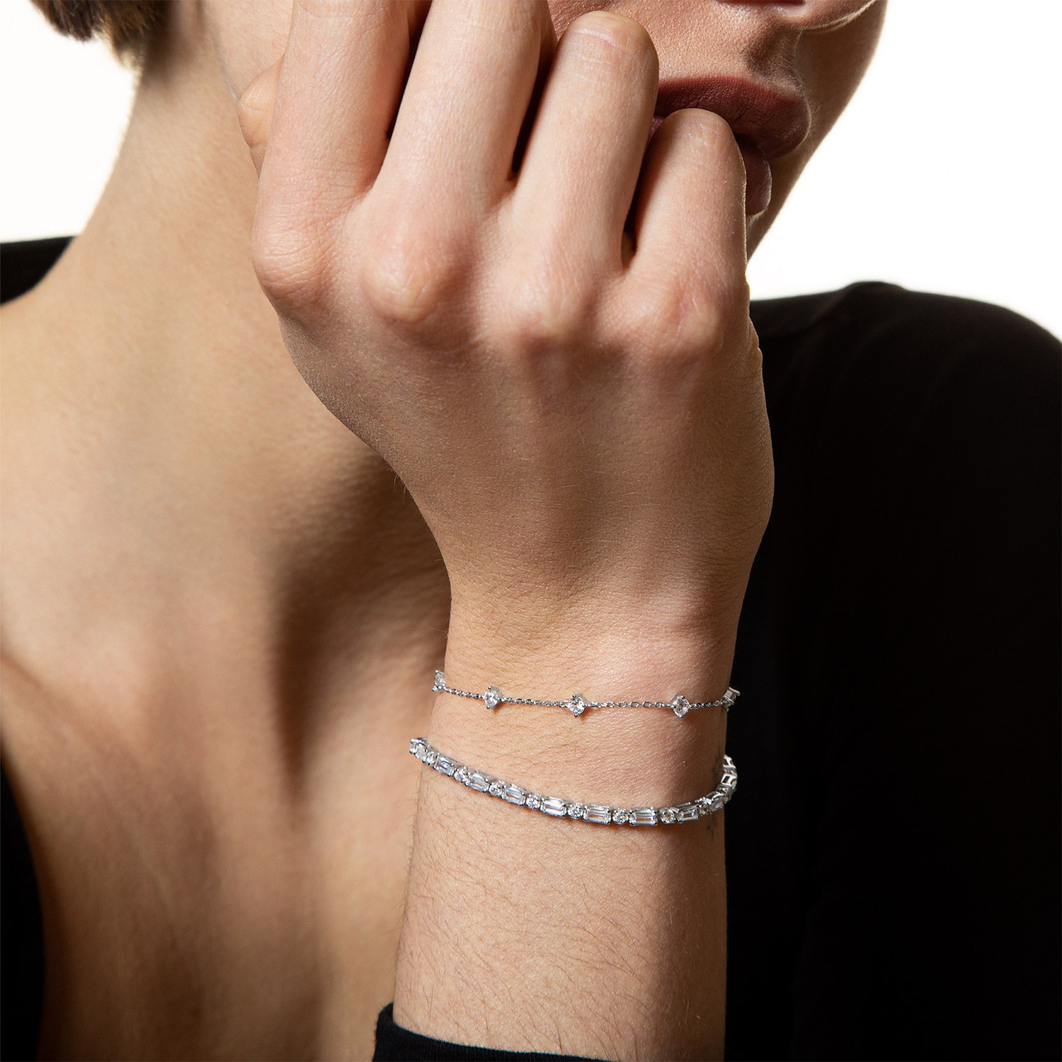 XENOX Sterling Silber Armband XS2046/M - 16,5 cm - KRAPPE SILBER – Ansicht 2