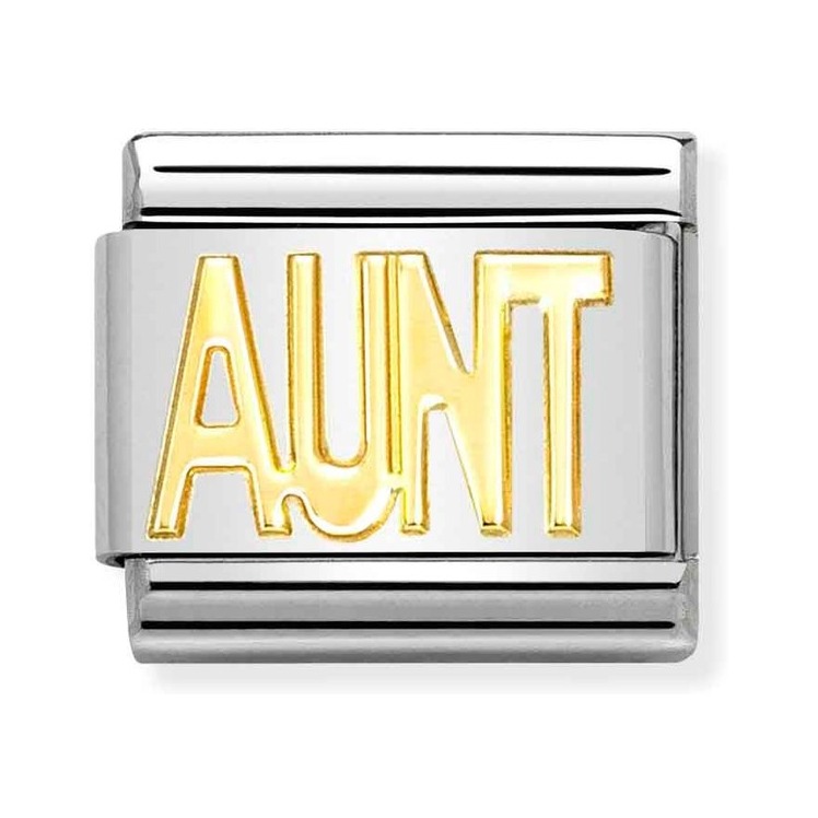 Nomination Composable Classic Charm Schriftzug Aunt - Edelstahl, Gold 750 Gelbgold