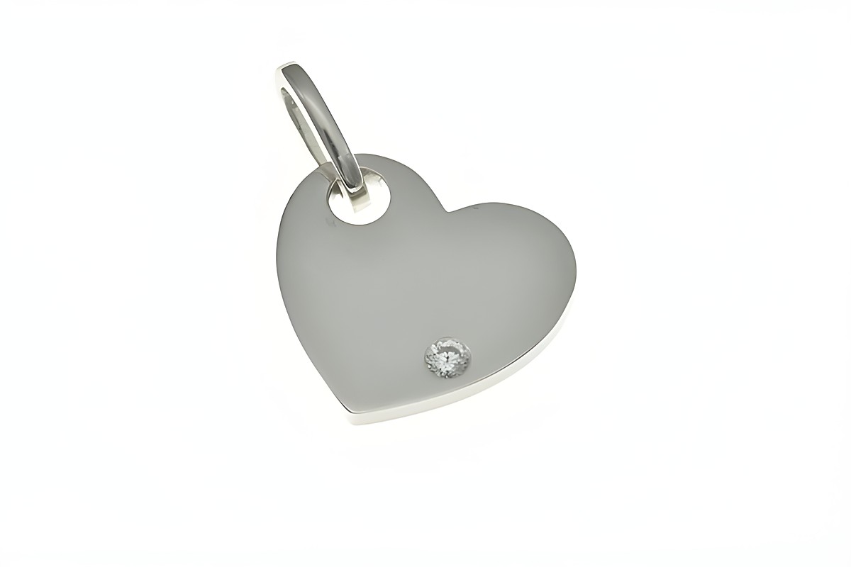Herz Anhänger aus rhodiniertem Sterling Silber mit Zirkonia, schlichtes Design von Juwelier Harnisch, ideal als elegantes Schmuckstück für jeden Anlass.