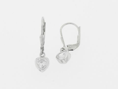 Silber Ohrhänger in Herzform mit Zirkonia-Steinen, süßes Design, Hersteller Juwelier Harnisch, ideal für ein elegantes und funkelndes Accessoire.