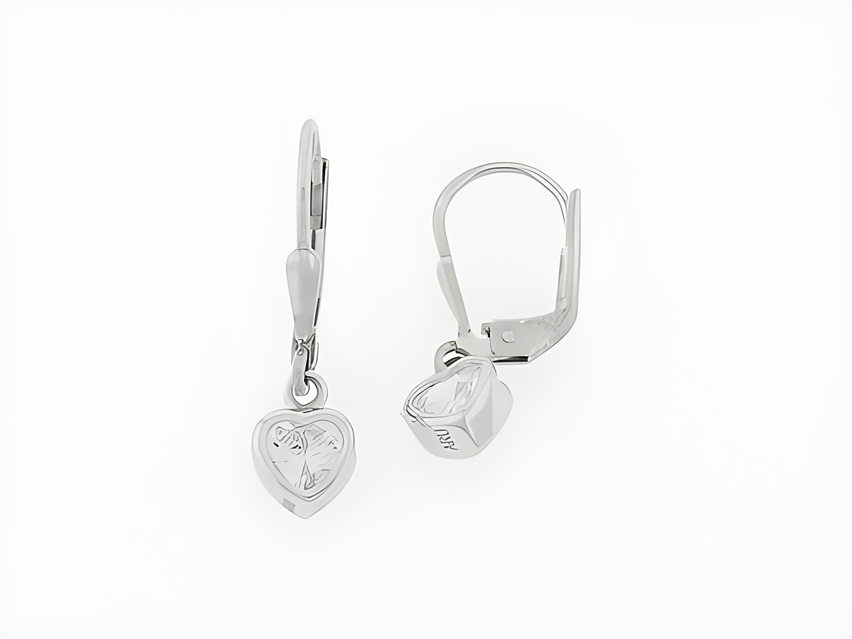 Silber Ohrhänger in Herzform mit Zirkonia-Steinen, süßes Design, Hersteller Juwelier Harnisch, ideal für ein elegantes und funkelndes Accessoire.