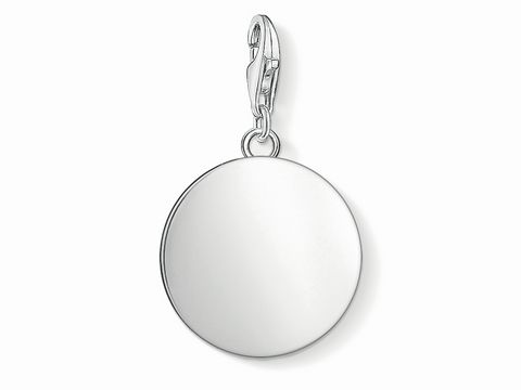 Charm-Anhänger aus Silber von Thomas Sabo, Modell 1636-001-21, mit glatter, runder Platte für Gravuren, ideal zum persönlichen Gestalten und Veredeln von Schmuckstücken.