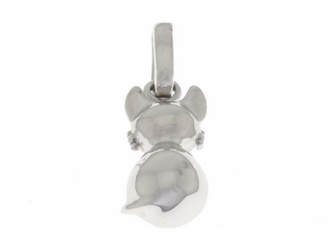 Anhänger Katze Rückansicht in Silber rhodiniert, liebevolles Design für Tierliebhaber, hergestellt von Juwelier Harnisch, ideal als Schmuckstück für Katzenfreunde.