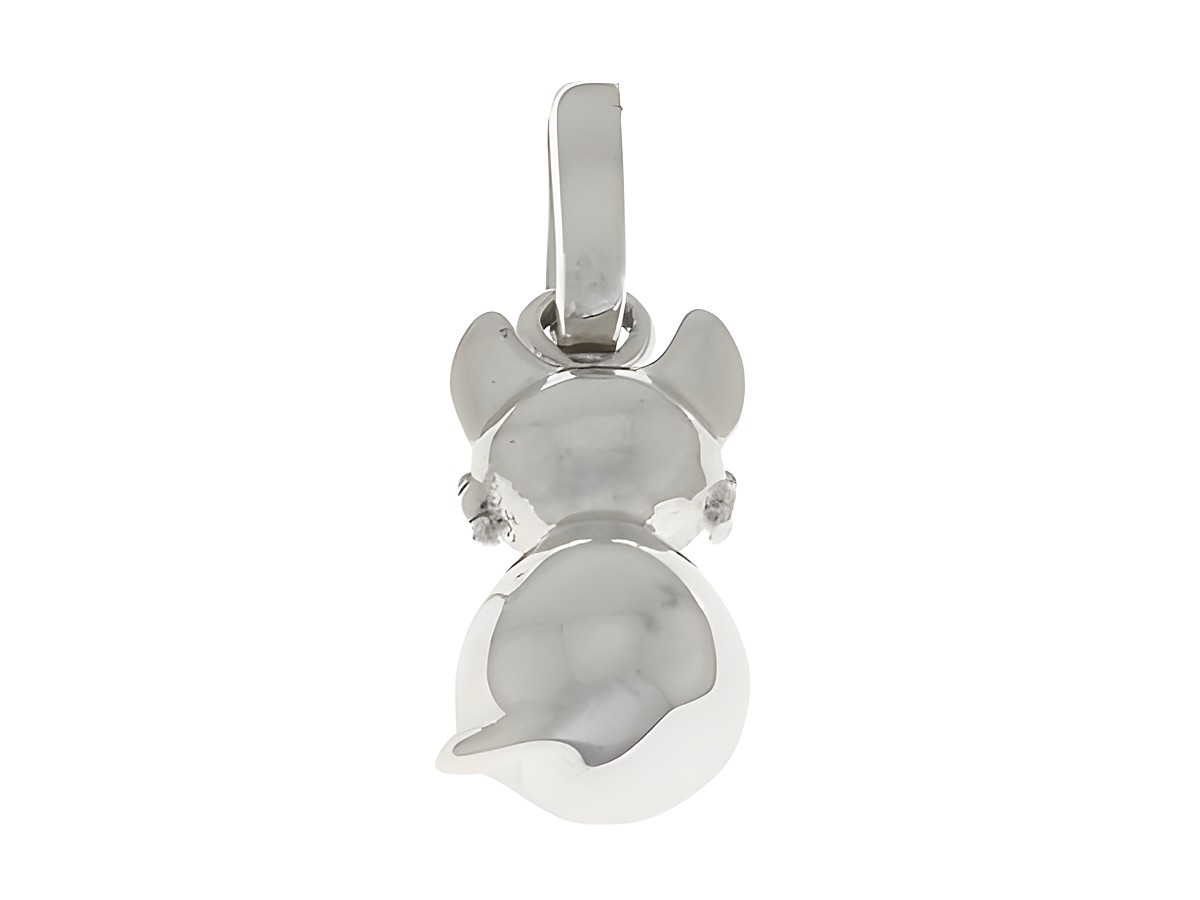 Anhänger Katze Rückansicht in Silber rhodiniert, liebevolles Design für Tierliebhaber, hergestellt von Juwelier Harnisch, ideal als Schmuckstück für Katzenfreunde.